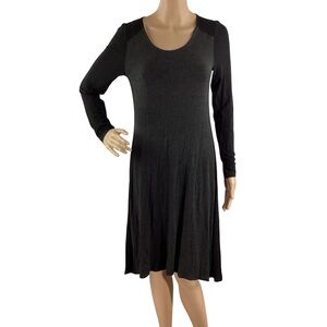 Eileen Fisher Colorblock Swing Knit Dress Gray Black Long Sleeve Size XS